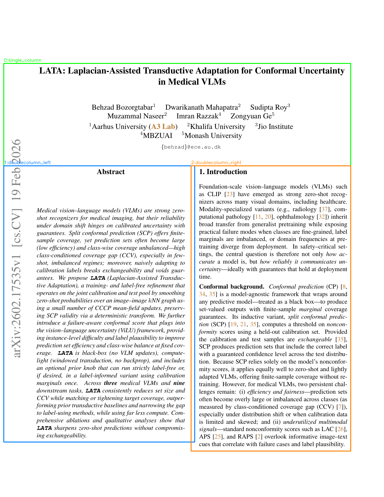 Page segmentation showing detected layout regions